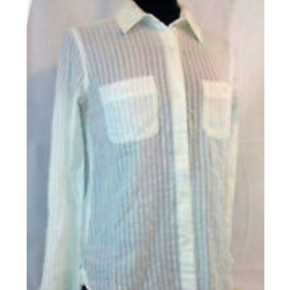 **** Mudd LS Dobby Button Up Double Pocket Shirt in White sheer Pin Stripes
